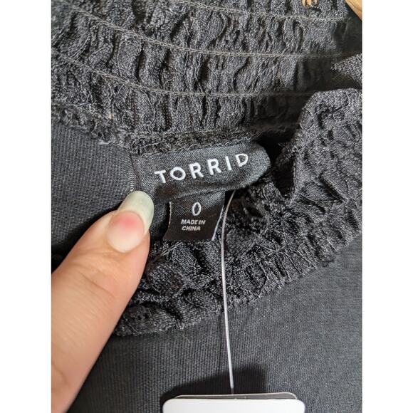 NWT Torrid Black Super Soft Lace Sleeve Skater Dress - Picture 6 of 9